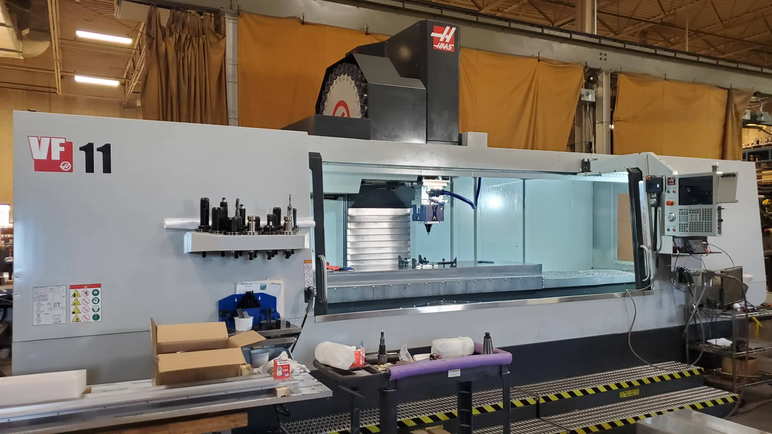 Haas VF11 equipped with friction stir welding technology