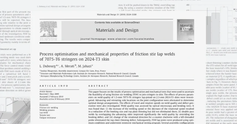 Process optimisation and mechanical properties of friction stir lap welds
