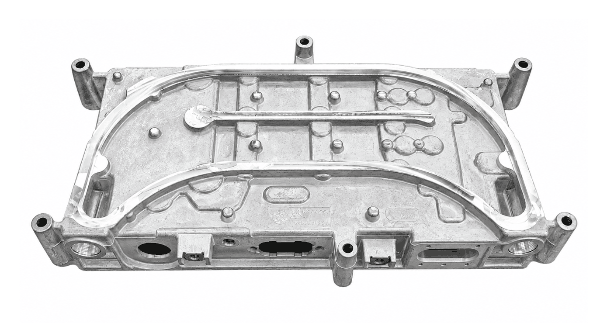 Aluminum die-cast component requiring a cover to become a leak-tight cooling housing